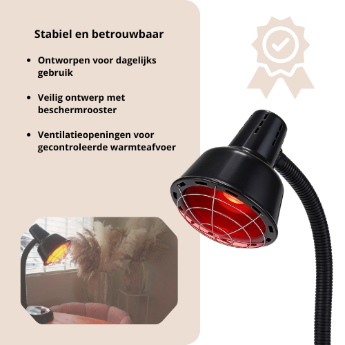 Luxyor Redlight 120 Infraroodlamp 275W Zwart - Warmtelamp voor Spierpijn & Gewrichten - Infraroodtherapie