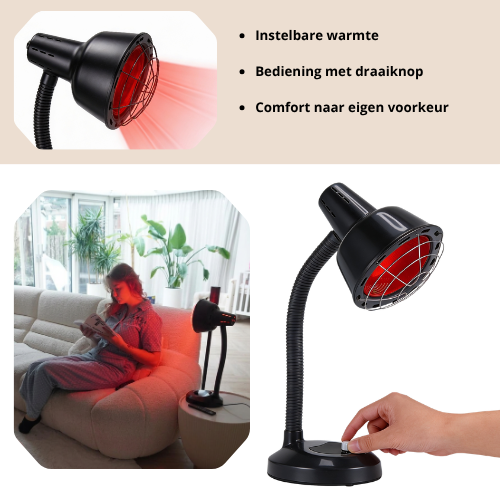 Luxyor Redlight 120 Infraroodlamp 275W Zwart - Warmtelamp voor Spierpijn & Gewrichten - Infraroodtherapie