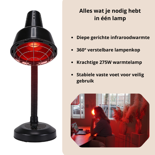 Luxyor Redlight 120 Infraroodlamp 275W Zwart - Warmtelamp voor Spierpijn & Gewrichten - Infraroodtherapie