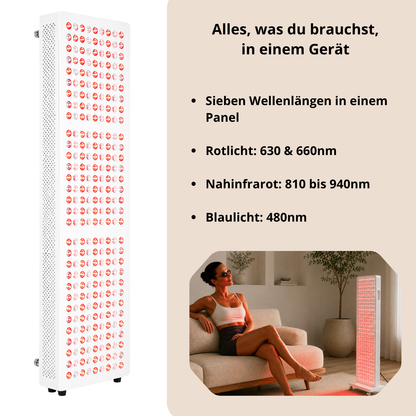Luxyor Lumi 700 weiß: Rotlicht 630 und 660 nm, Nahinfrarot 810 bis 940 nm, Blaulicht 480 nm