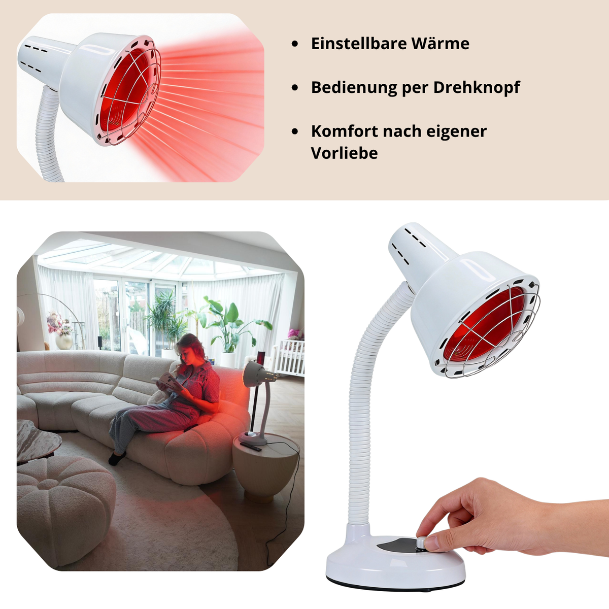 Luxyor Redlight 120 weiß: einstellbare Wärme per Drehknopf