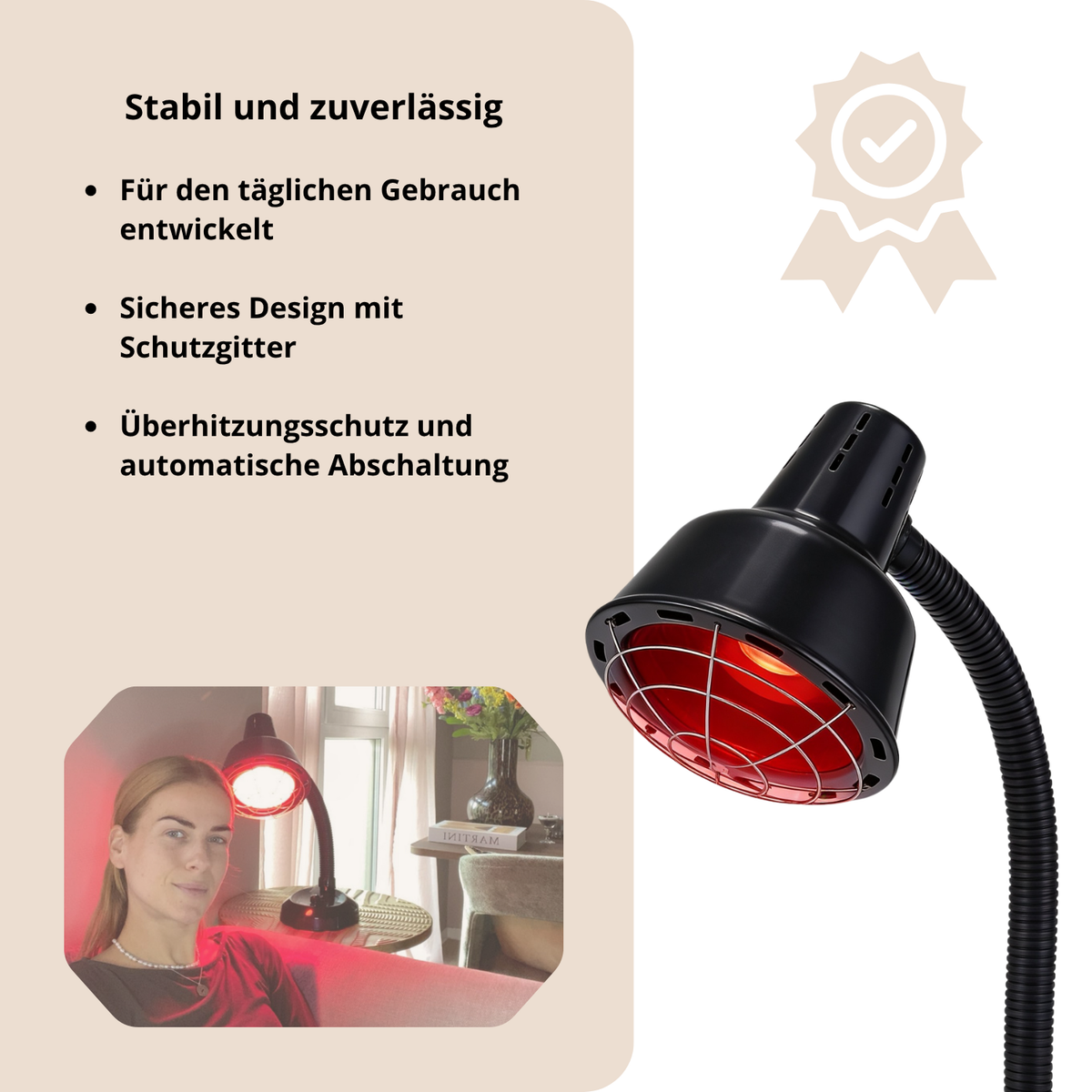 Luxyor Redlight 120 schwarz: stabil und zuverlässig mit Schutzgitter, Überhitzungsschutz und automatischer Abschaltung